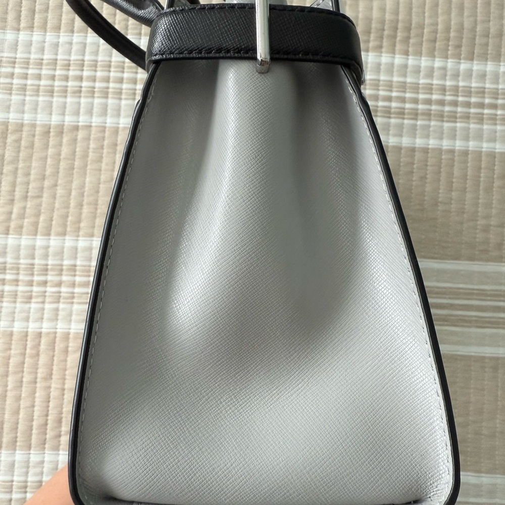 kate spade Two-Tone Gray, White & Black Leather Satchel - Picture 6 of 9